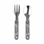 Set 2 piese lingură și furculiță din oțel inoxidabil Akuku A0100 – fără BPA, 9 luni+