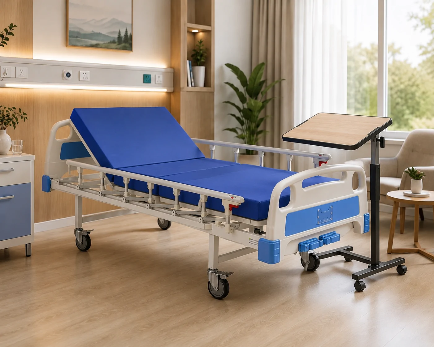 Pat Spital Manual cu 2 Funcții Dr. Happy JL256 cu Saltea 10 cm și